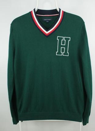 Стильный хлопковый свитер пуловер tommy hilfiger logo cotton v-neck sweater pullover men's