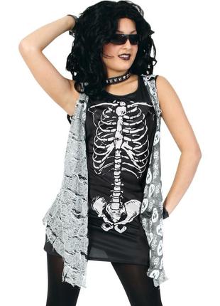 Платье на хелловин halloween скелет с черепами привидениями черная мини короткая платье