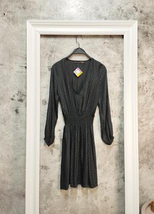 Короткое платье с длинным рукавом/черное платье с леопардовым принтом/короткое черное платье