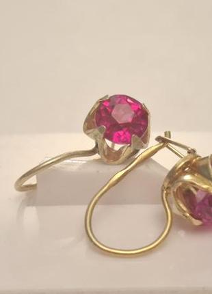 Серьги ссср позолота серебро 875 проба звезда 5хю №1839