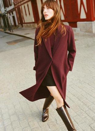 Пальто женское бордовое zara new