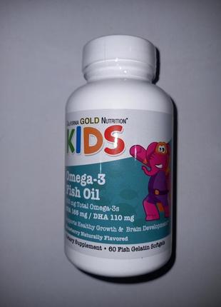 California gold nutrition, риб'ячий жир з омега-3 для дітей, з полуничним смаком, 60 капсул