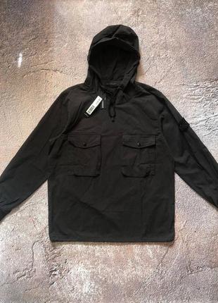Анорак stone island ghost cotton nylon tela black