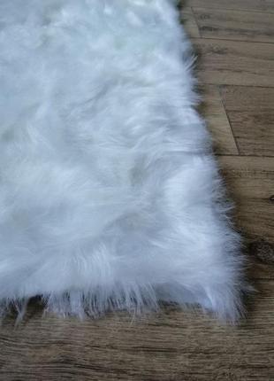 Білий пухнастий килимок з штучного хутра 60*90 см5 фото