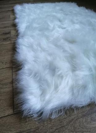 Білий пухнастий килимок з штучного хутра 60*90 см4 фото