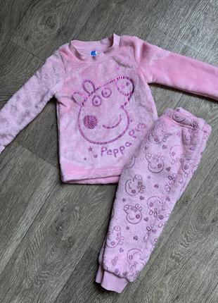 Нова пухнаста піжама з peppa р.92 пижама теплая пеппа девочке