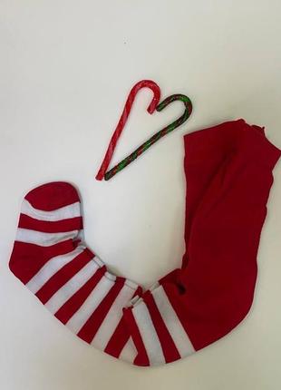 Колготи дитячі смугасті червоно-білі для ельфів, ельфійок, гномів 80-134 см