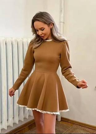 Платье мини из итальянского трикотажа, с пышной юбкой, платье, платье вечерное