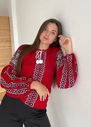 Вышиванка женская вязаная льняная
