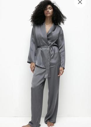 Сатиновый пижамный костюм h&m
