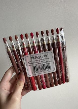 Набір матових олівців для губ помада олівець flormar matte color lipstick олівці для губ з точилкою нюдові подарунковий набір упаковка 12 шт