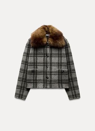 Куртка женская в клетку с воротником zara new