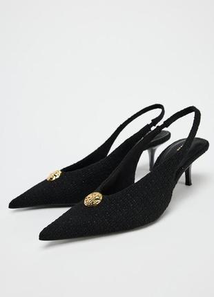 Текстильные туфли черные zara new