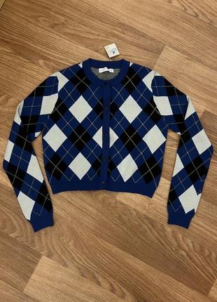 Нова укорочена кофтинка (кардиган) primark з принтом "аргайл"