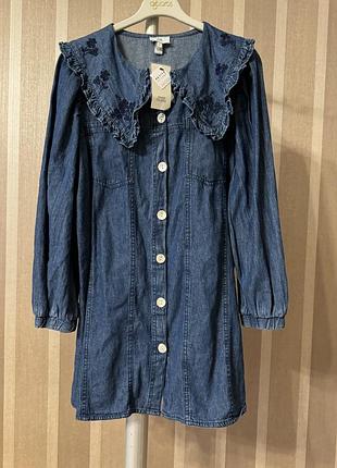Новое! джинсовое платье с воротником river island 8