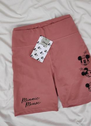 Пудровые велосипедки в принт минни маус ✨ disney ✨ minnie mouse шорты шортики