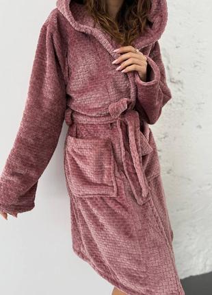 Теплый женский махровый халат