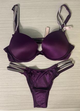 Комплект белья victoria’s secret бюстгальтер, трусики. very sexy shine. виттория сикрет