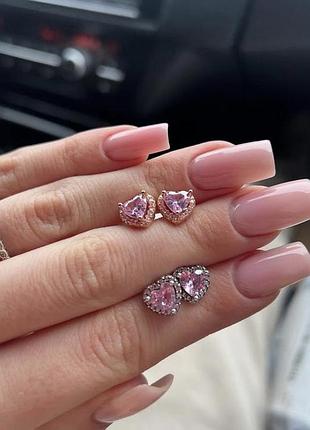 Серебряные серьги сердца pandora