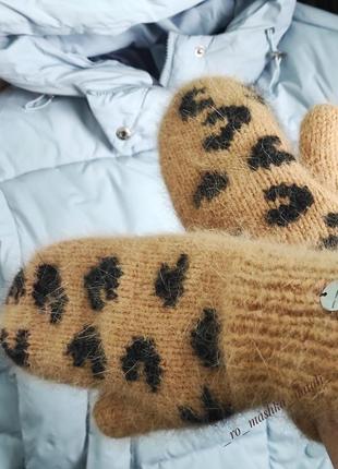 Варежки с леопардовым принтом
