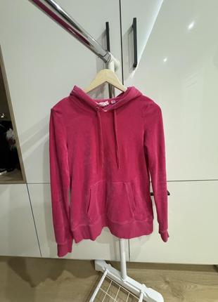Велюрова кофта, худі, толстовка рожева h&m.