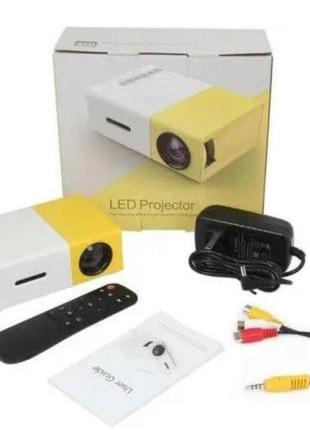 Портативный мини проектор led projector yg-300 white/yellow