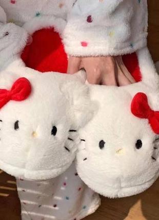 Пушистые домашние тапочки hello kitty для девушек и парней, 35 размер (10302)