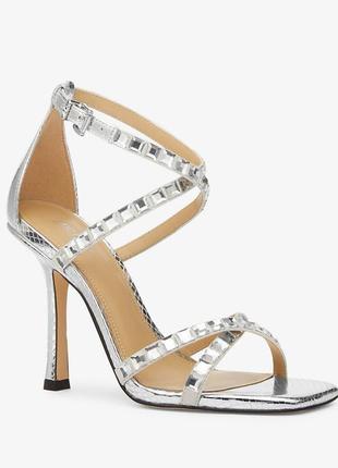 Босоніжки michael kors celia crystal embellished metallic snake embossed sandal