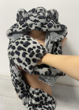 Шапка капор капюшон леопард