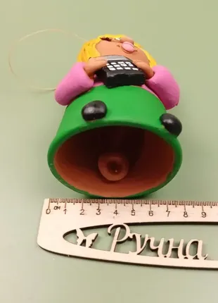 Керамический колокольчик бухгалтер глиняная статуэтка ручной работы+подарок