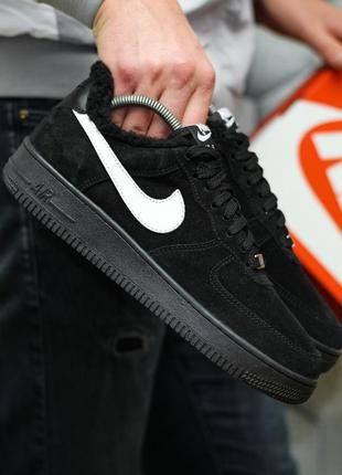Кроссовки зимние мужские nike air force 1 07 mid lv8 black and white