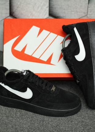 Кроссовки зимние мужские chicago nike air force 1 07 mid lv8 black and white7 фото