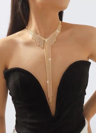 Длинная цепочка со стразами 12294