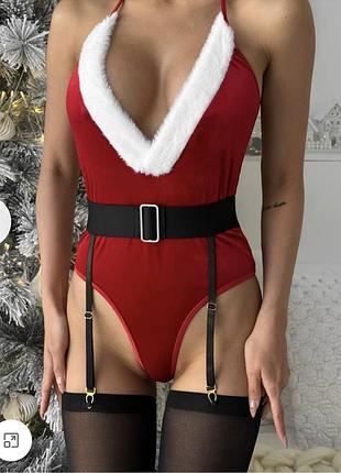 Новогодний велюровый боди