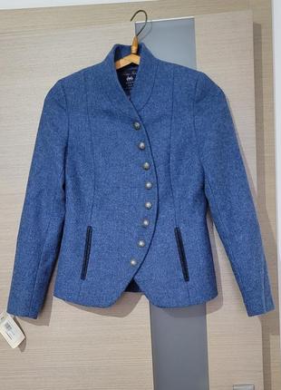 .новий ексклюзивний жіночий синій жакет короткий без лацканів англіч  розмір xs-s