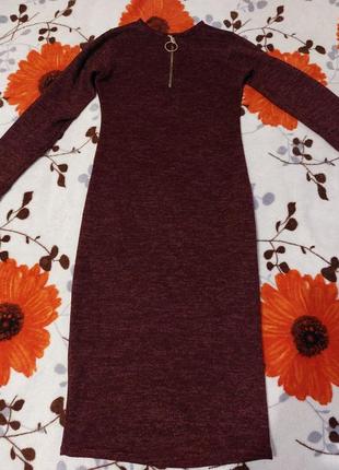 Стильное бордовое трикотажное платье уеверсального размера (42-48)