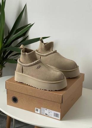 Женские угги ugg tasman platform sock beige