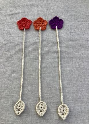 Закладки для книги вязаные цветы ручная работа подарок