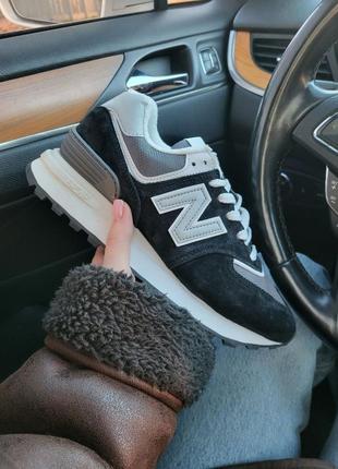 Зимние кроссовки new balance 574 black white