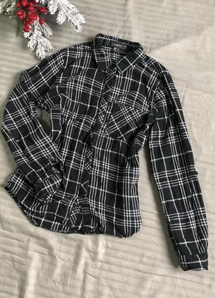 Теплая черная женская в клетку рубашка primark
