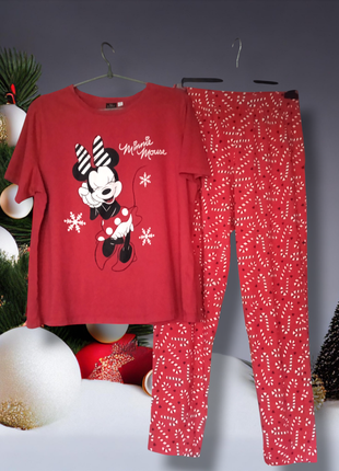 Женская новогодняя пижама трикотаж коттон красная disney minnie mouse размера м