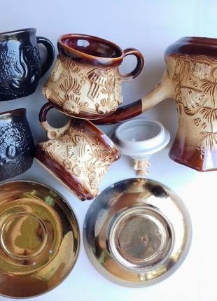 Набор для кофе парный чашка, блюдце керамика, вазы турка и чашки рыбки