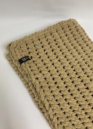 Плюшевый двусторонний детский плед ручной работы с alize puffy fine