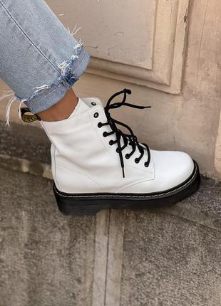 Черевики leather white fur 10096