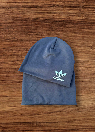 Шапка и бафф adidas/ серая женская шапка / спортивная шапка / футбольный комплект/ мужская шапка