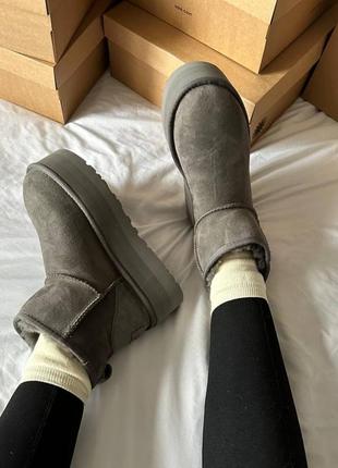 Угги угги угги ugg premium mini platform grey