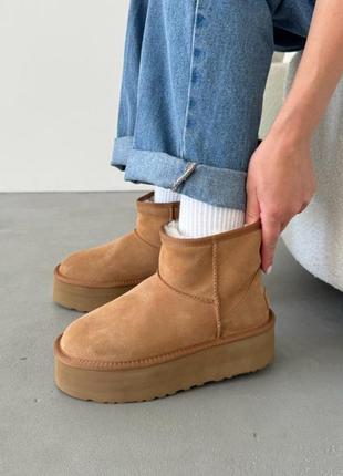 Уги угі угги уггі ugg classic mini platform xl chestnut
