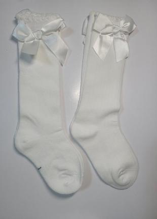 Білі дитячі носки шкарпетки гольфи підколінки дівчаткам на вік 4-6 років. є повністю гладенькі та в рубчик