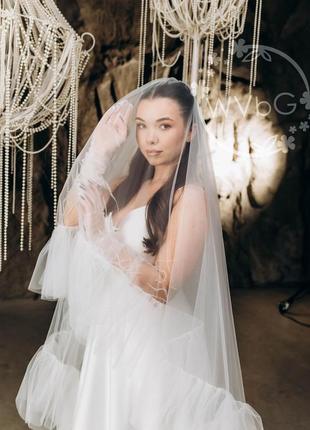Свадебная фата с рюшами для невесты.