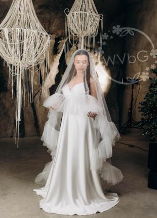 Свадебная фата с рюшами для невесты.